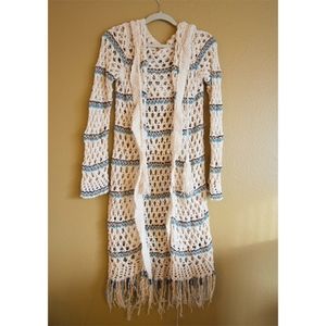 Free People Crochet Hooded Duster Cardigan