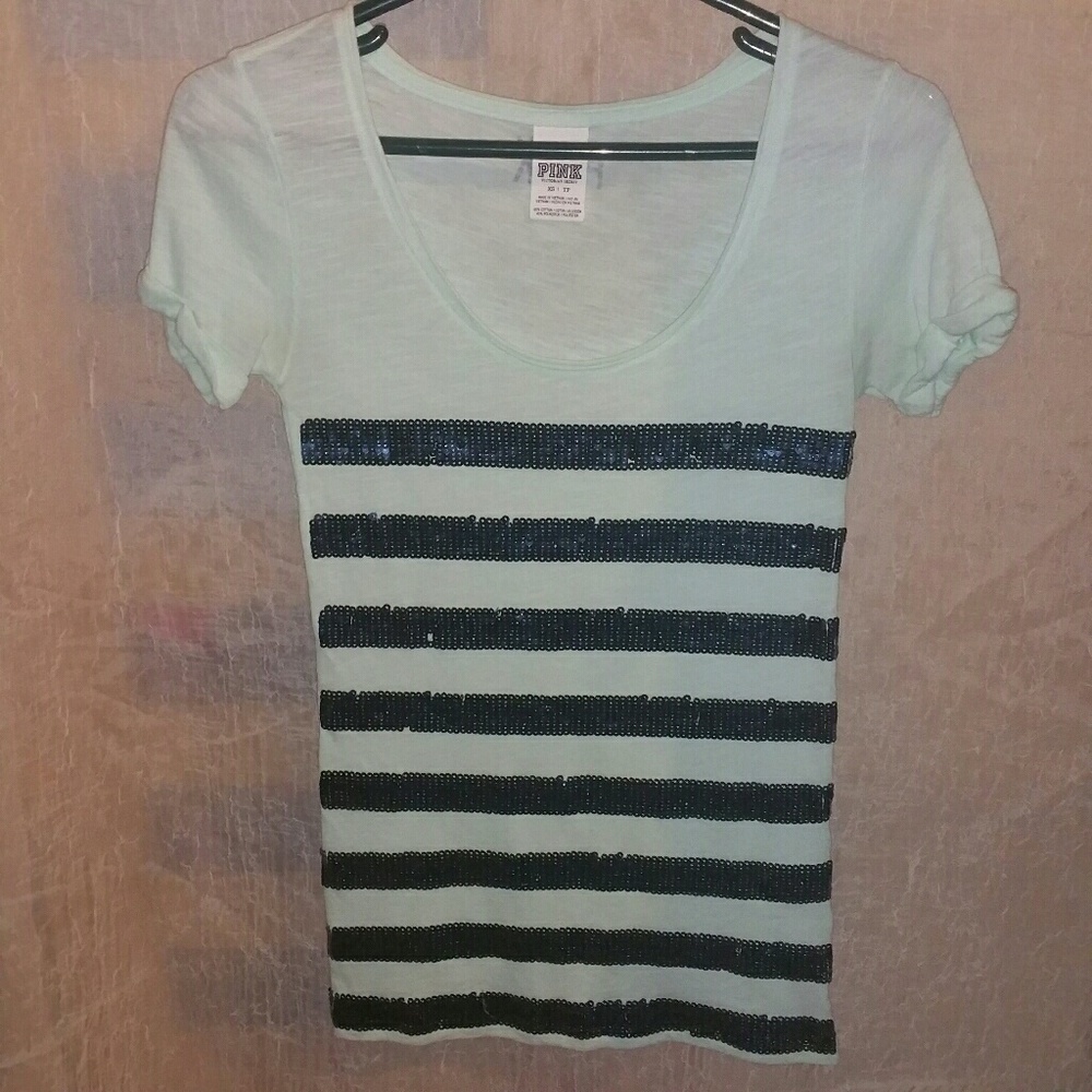 Ladies VS PINK Sequined Fitted tee