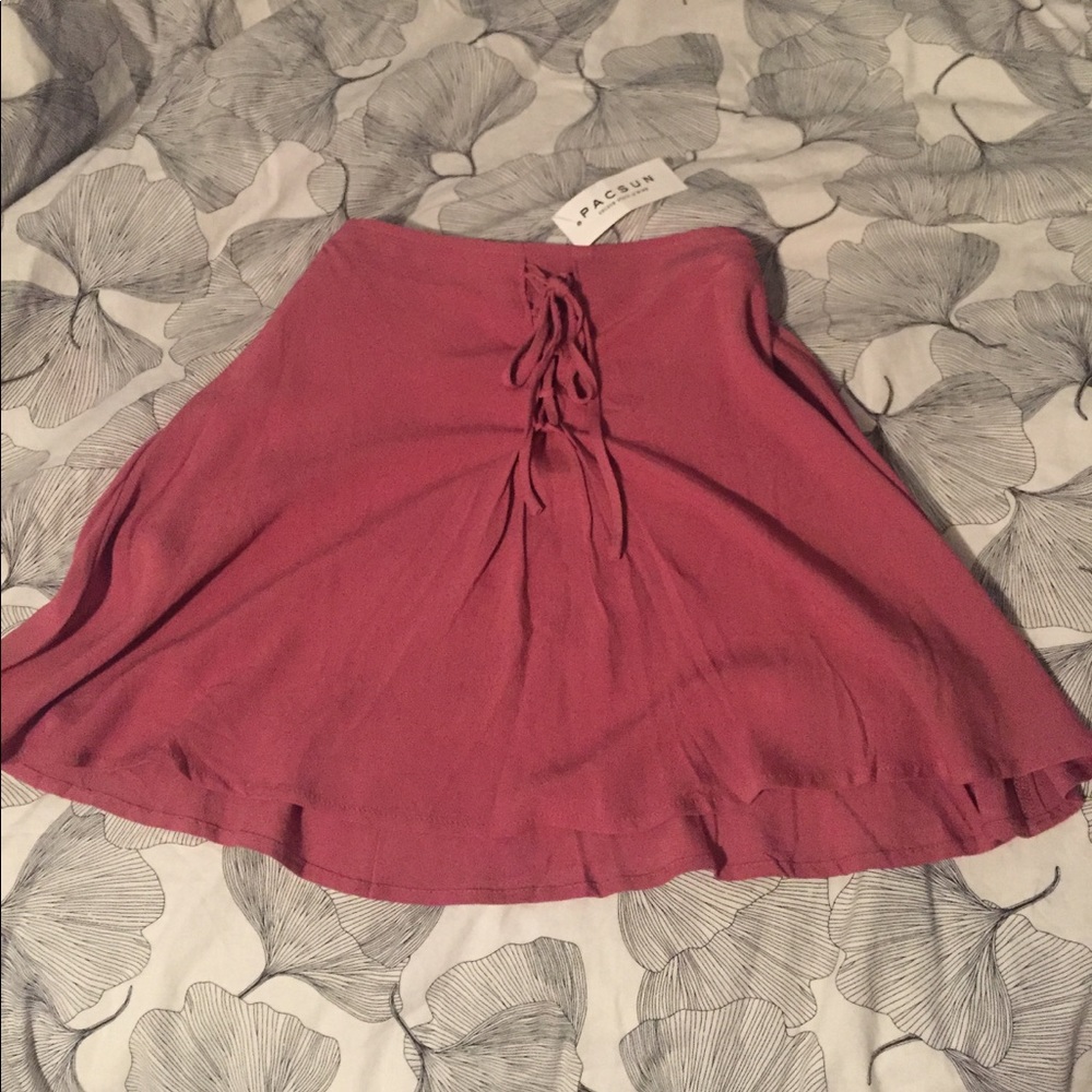 Pink Lace Up Skirt