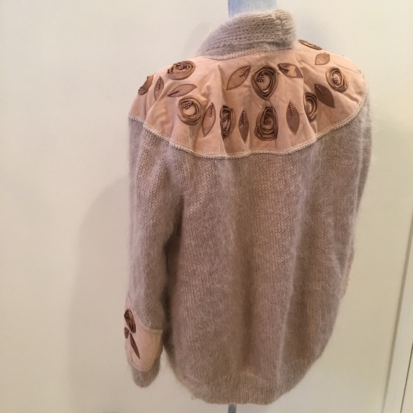 Vintage Mohair Oversize Cardigan Beaded Appliqué - Picture 3 of 3