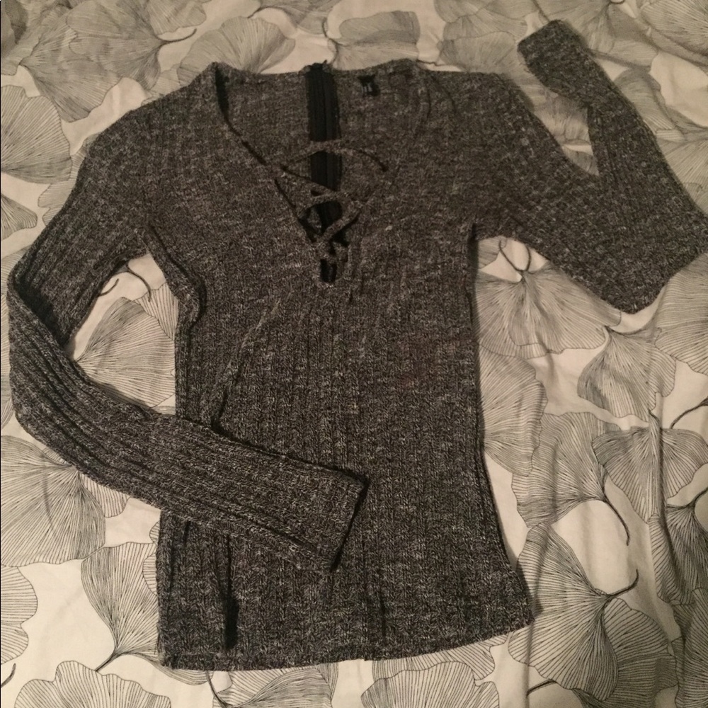 Ribbed Lace Long Sleeve