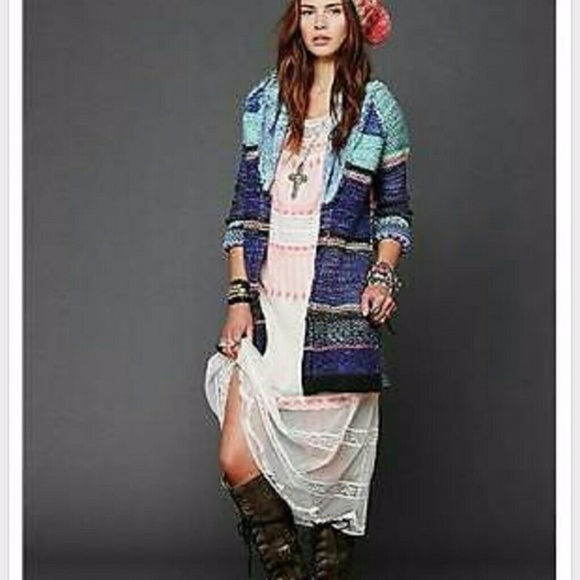 Free People blue rock candy KRYPTONITE CARDIGAN - Picture 6 of 6