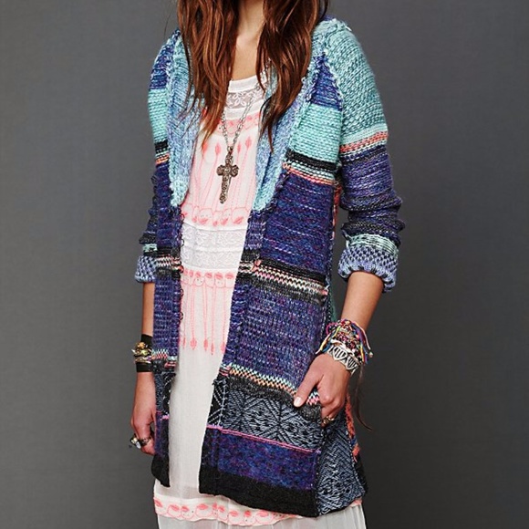 Free People blue rock candy KRYPTONITE CARDIGAN - Picture 2 of 6