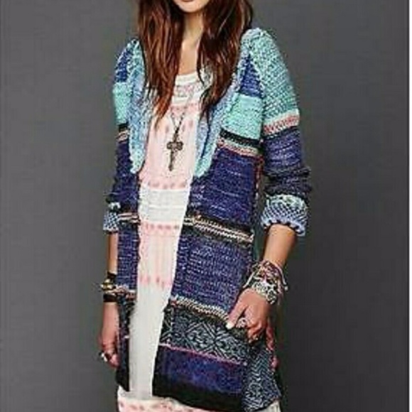 Free People blue rock candy KRYPTONITE CARDIGAN - Picture 4 of 6