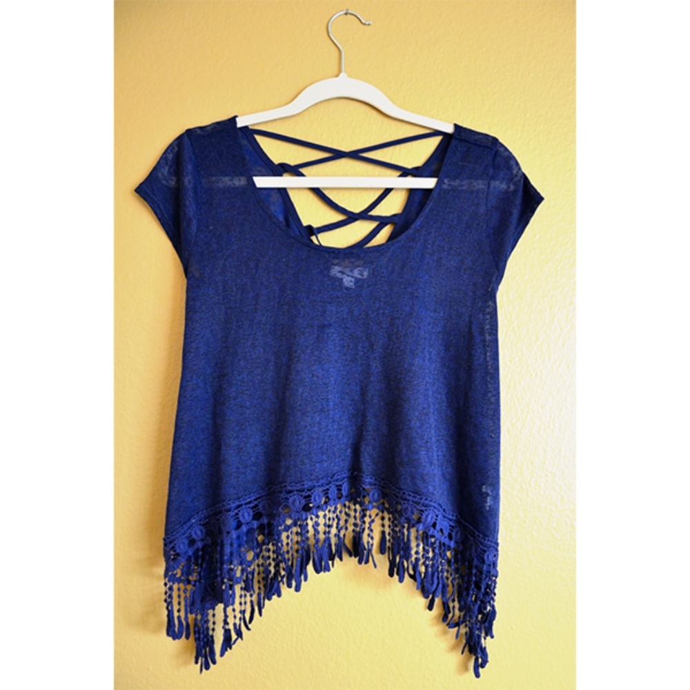 Blue Fringe Top