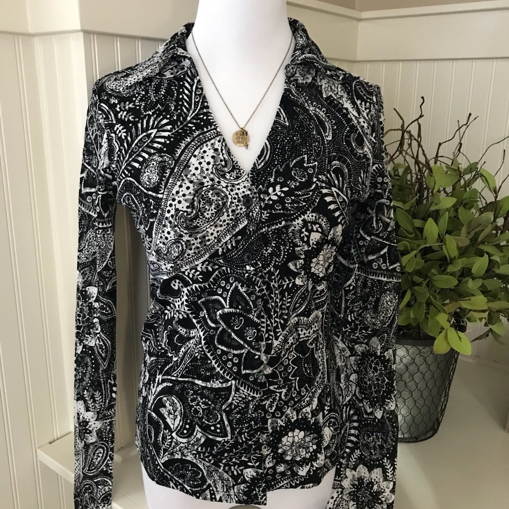 INC Black & White top