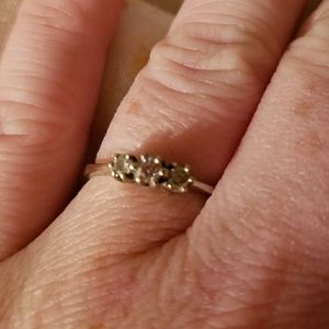 3 stone delicate white gold ring