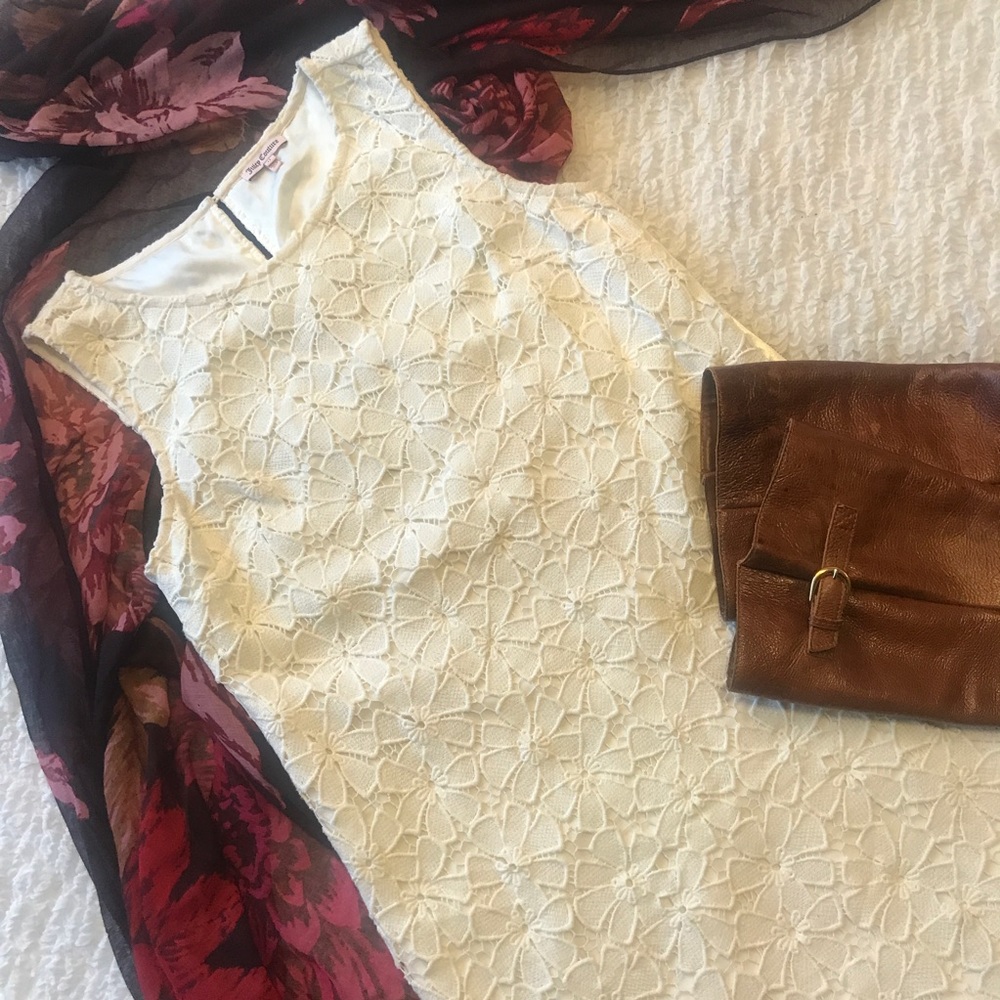 JUICY COUTURE: Cream Lace Mod Style Mini Dress