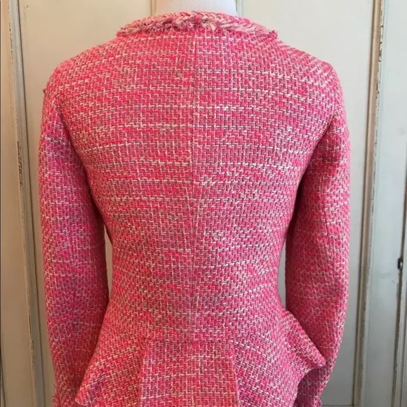 JCREW Peplum Tweed Neon Fuchsia Jacket Size 14 NEW - Picture 4 of 8