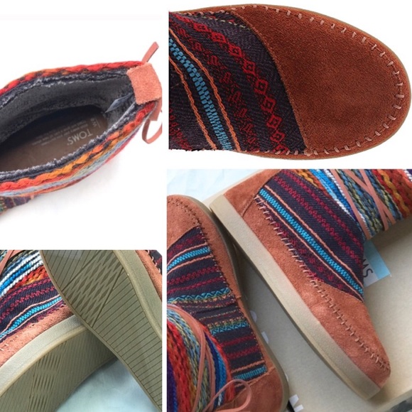 AMAZING! TOMS NEPAL TEXTILE/SUEDE MIX BOOT - Picture 4 of 8