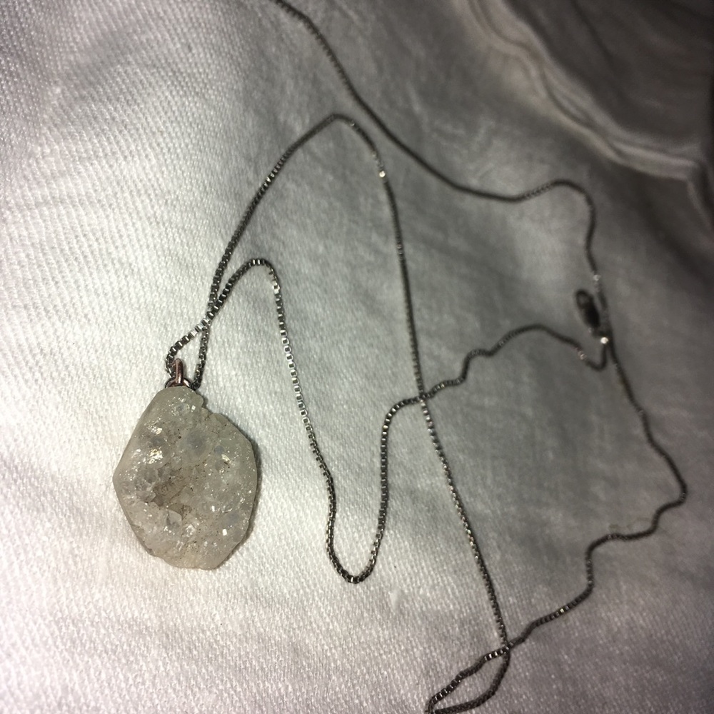 Raw crystal on a silver chain