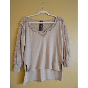 Free People Floral 3/4 Sleeve top