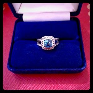 David Yurman Petite Albion Ring Blue Topaz Size 5
