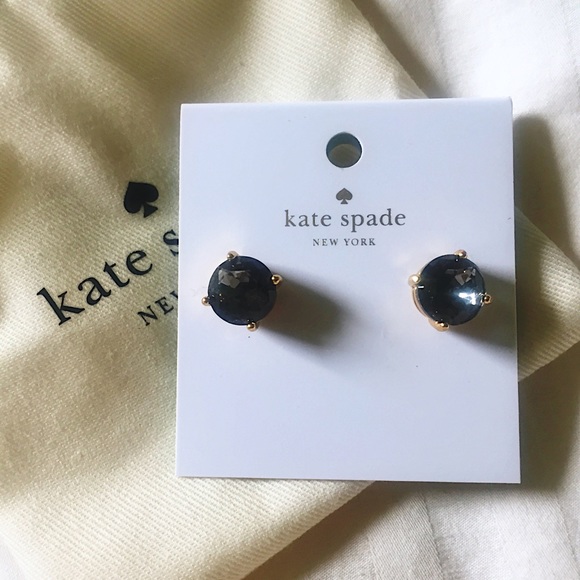 kate spade // 14k gold-plated smokey gray studs - Picture 2 of 3