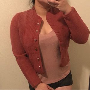 Wool Red Cropped Blazer Jacket
