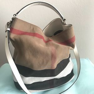 Burberry Medium Ashby in Canvas Check and Leather