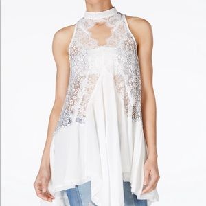 Free People Tell Tale Cutout Lace-Contrast Top