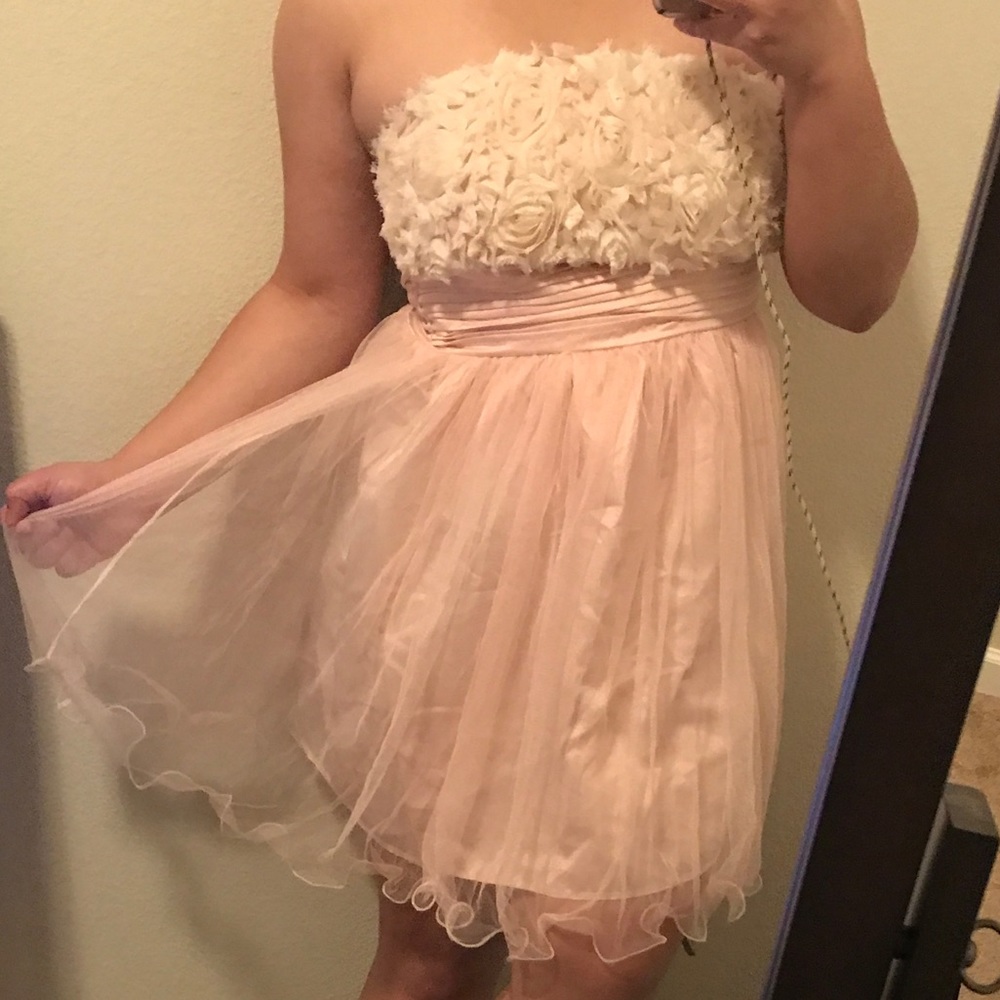 Tube top party wedding/ birthday tulle peach dress