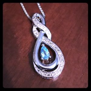 Blue Topaz and Diamond Infinity Pendant
