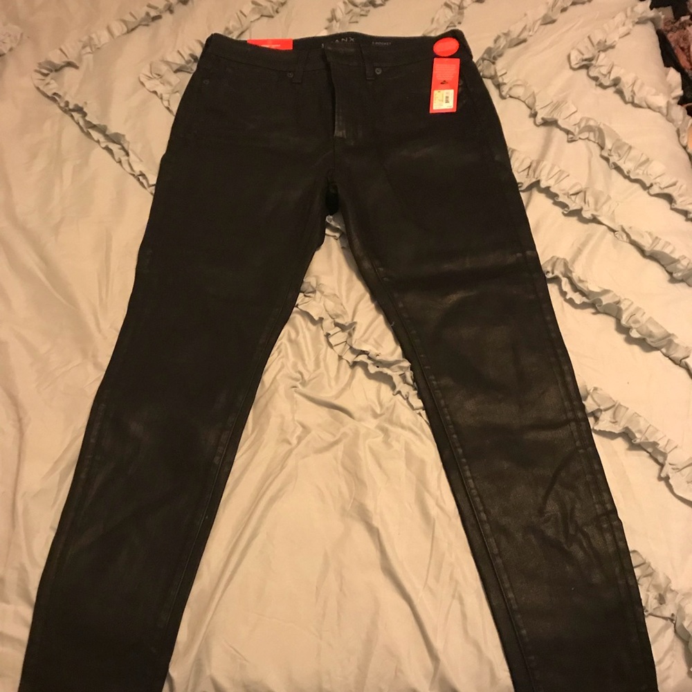 NWT Spanx 5 pocket skinny in black laquer size 30