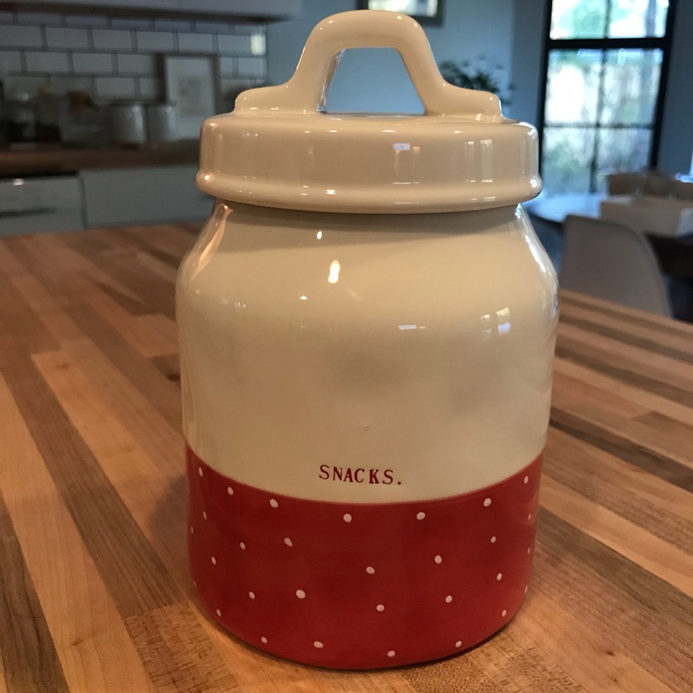 Rae Dunn Red Christmas Snacks Jar Canister Ceramic