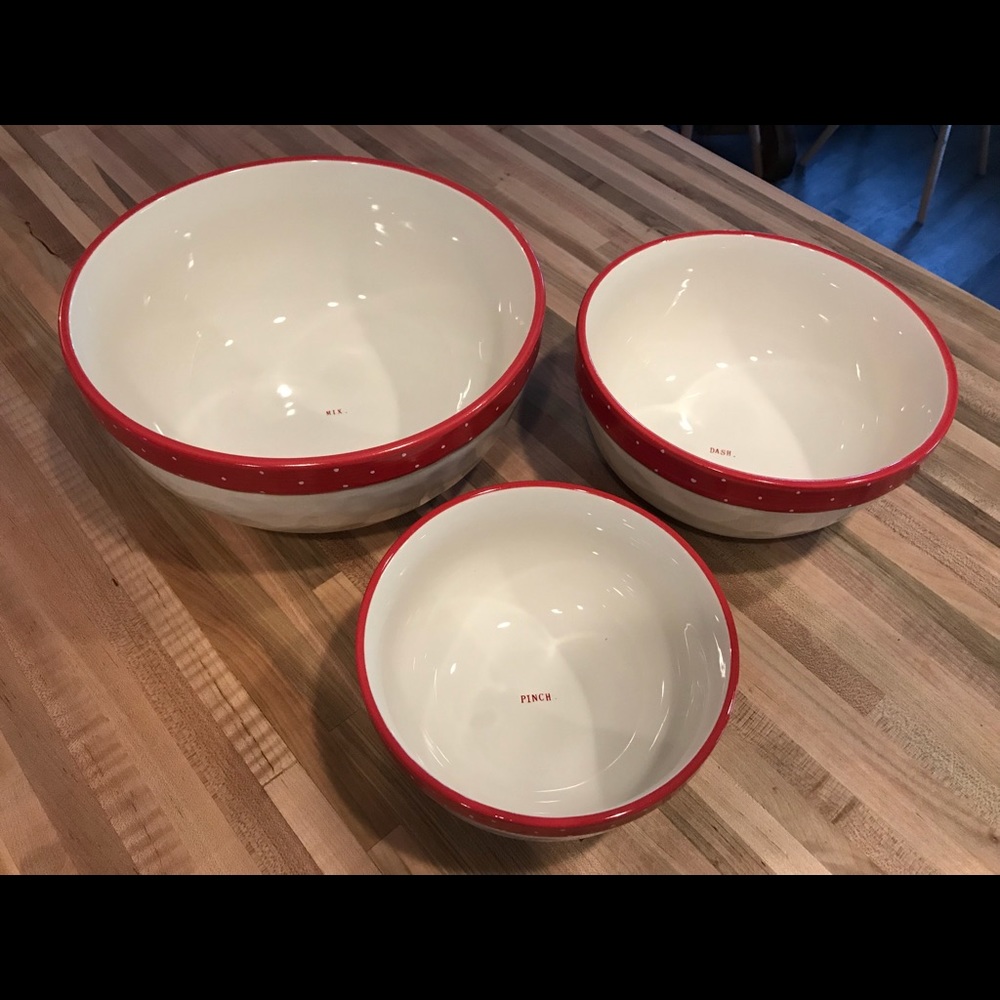 Rae Dunn Red Christmas Mixing Bowls Set Mix Dash