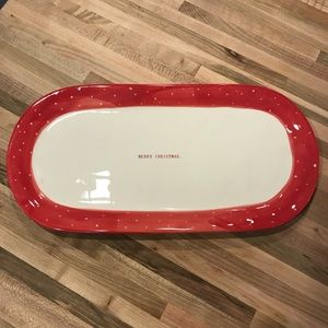 Rae Dunn Red Merry Christmas Platter Plate Polka