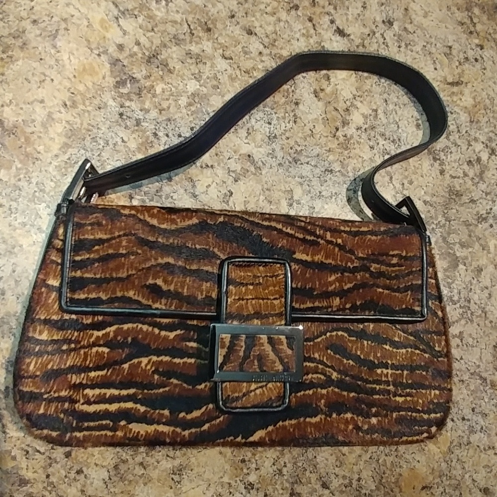 Stuart Weitzman Animal Print/Black Leather Purse