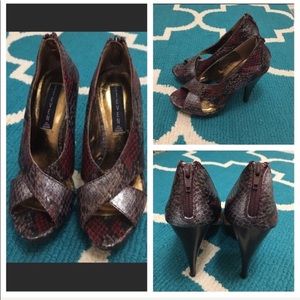 Steven by Steve Madden Snake Skin Peep Toe Heels