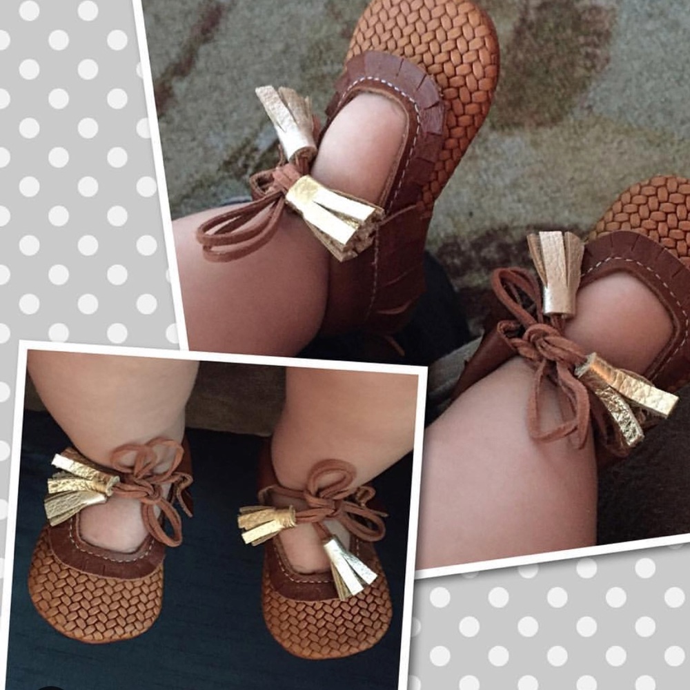 Mary Jane Leather Moccasins 4.5”