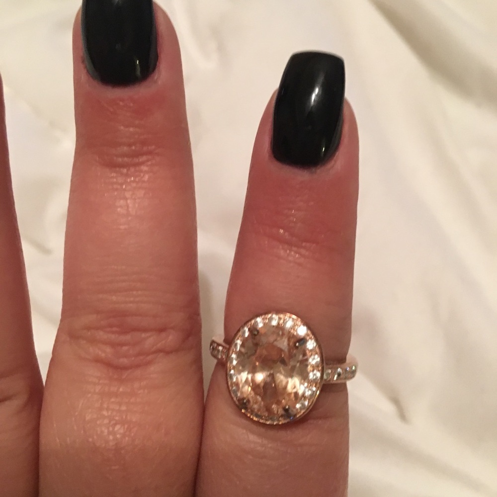 Rose Gold and Peach Halo ring