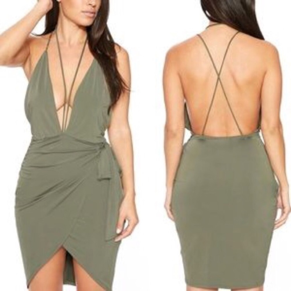 Naked Wardrobe “String you along dress” Olive