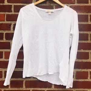 White Long Sleeve Scoop neck Shirt