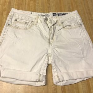 White Bermuda Miss Me Shorts