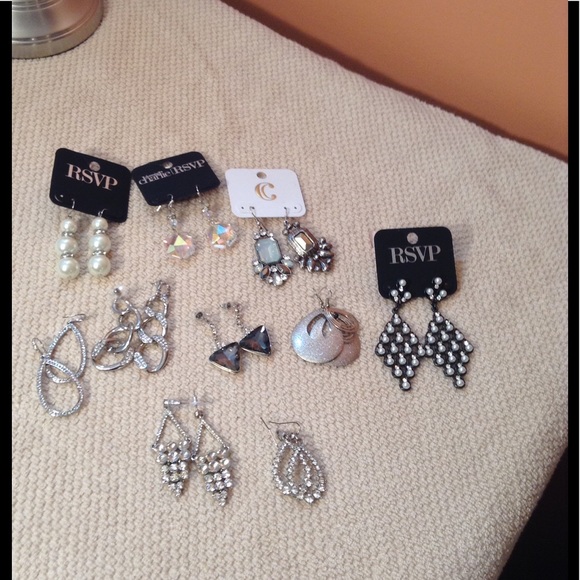 Jewelry - Various silver tone earrings (10) pairs #24