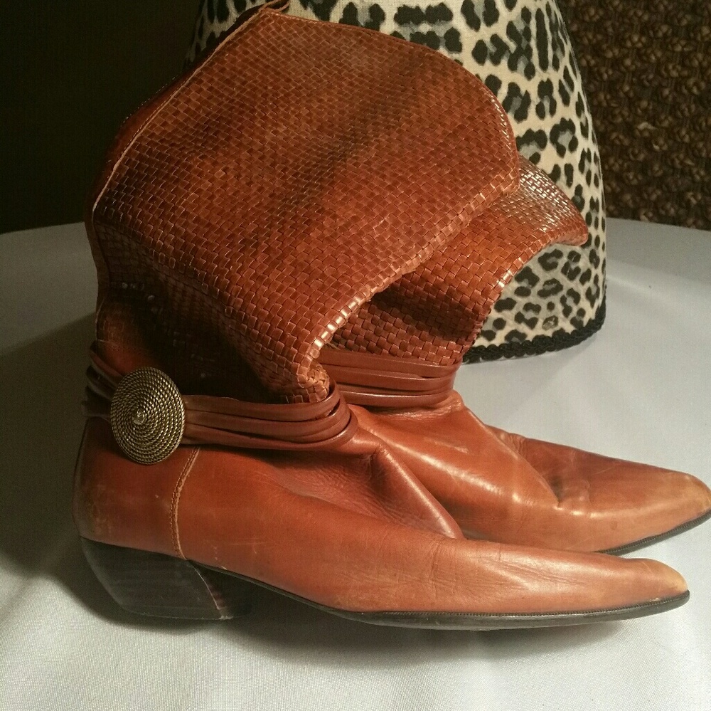 Leather slouch boots