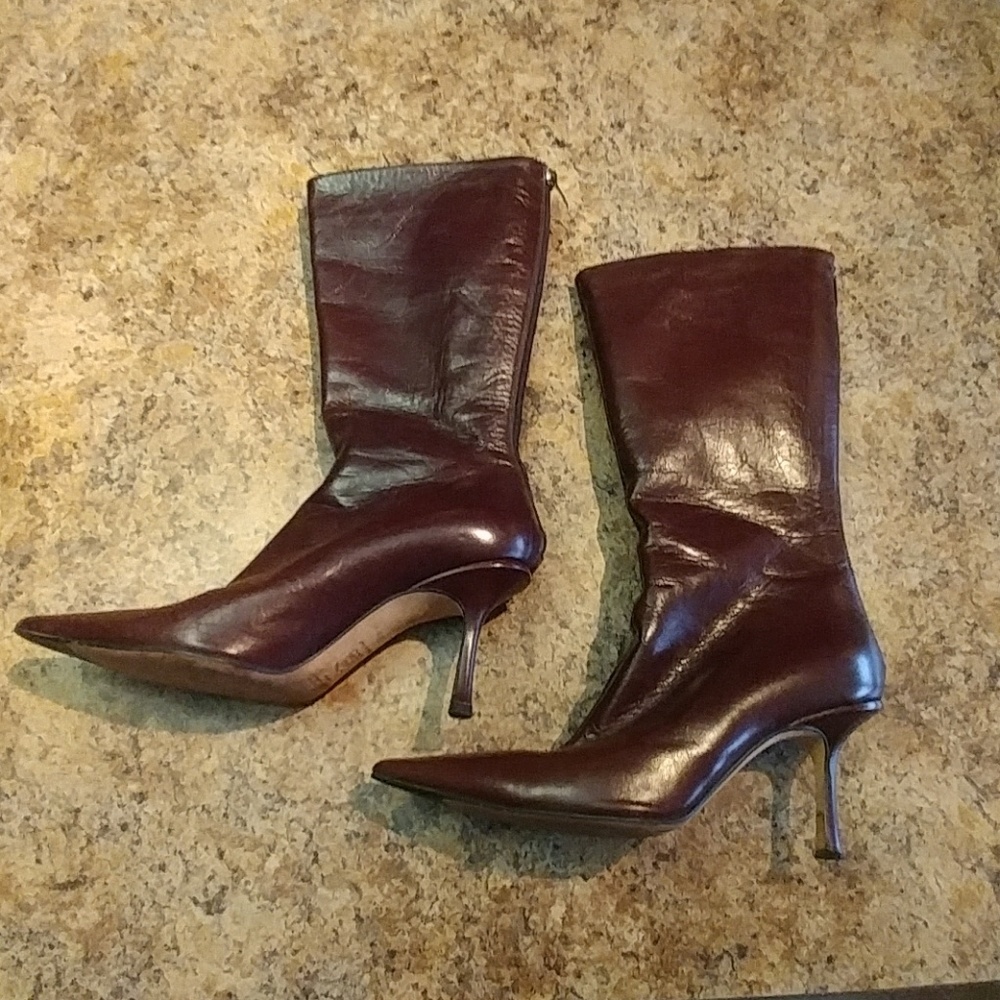 Jimmy Choo Leather Knee High Boots - Size 38 1/2