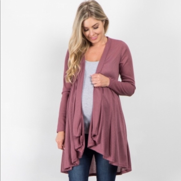 Pinkblush Sweaters - Mauve Peplum Ribbed Cardigan