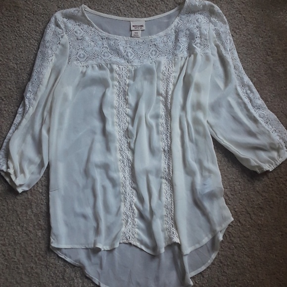 Sheer White Top with Lace - Picture 1 of 1