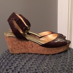Michael Kors peep toe wedge leather