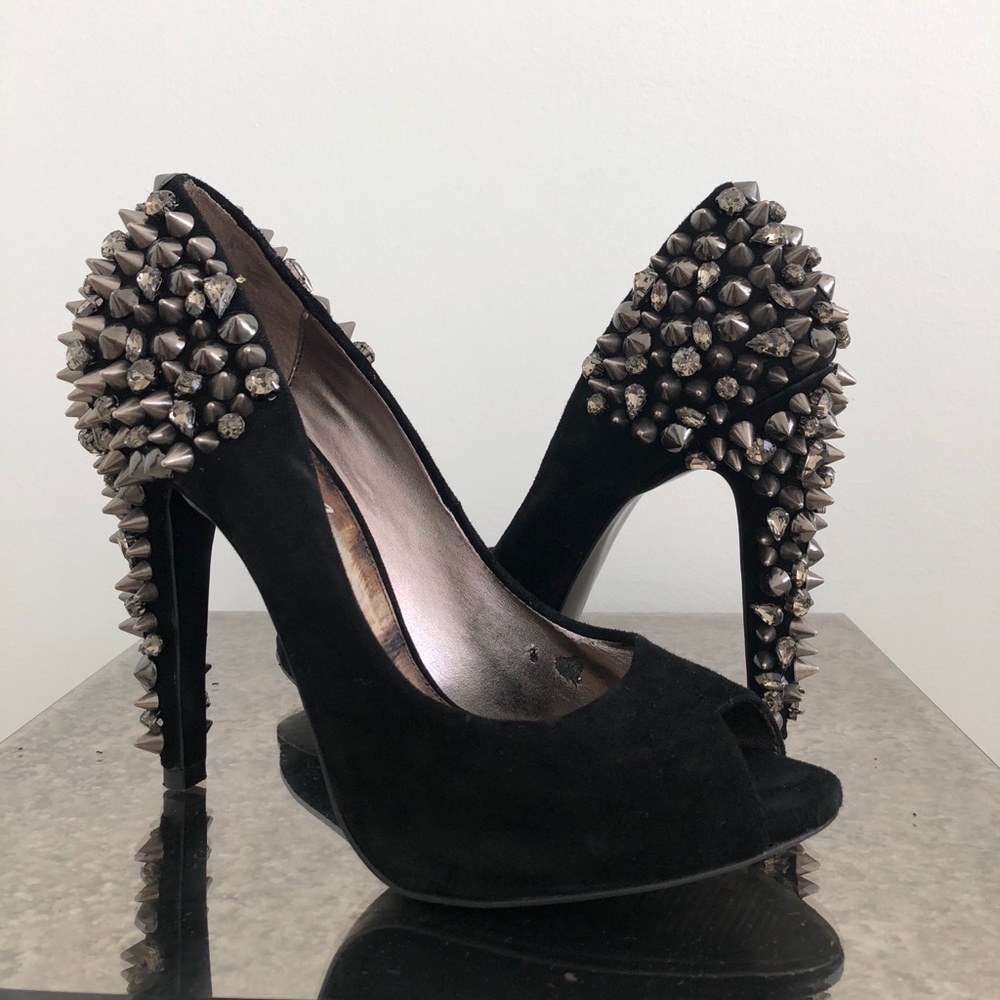 Sam Edelman Suede Peep Toe Studded Pump