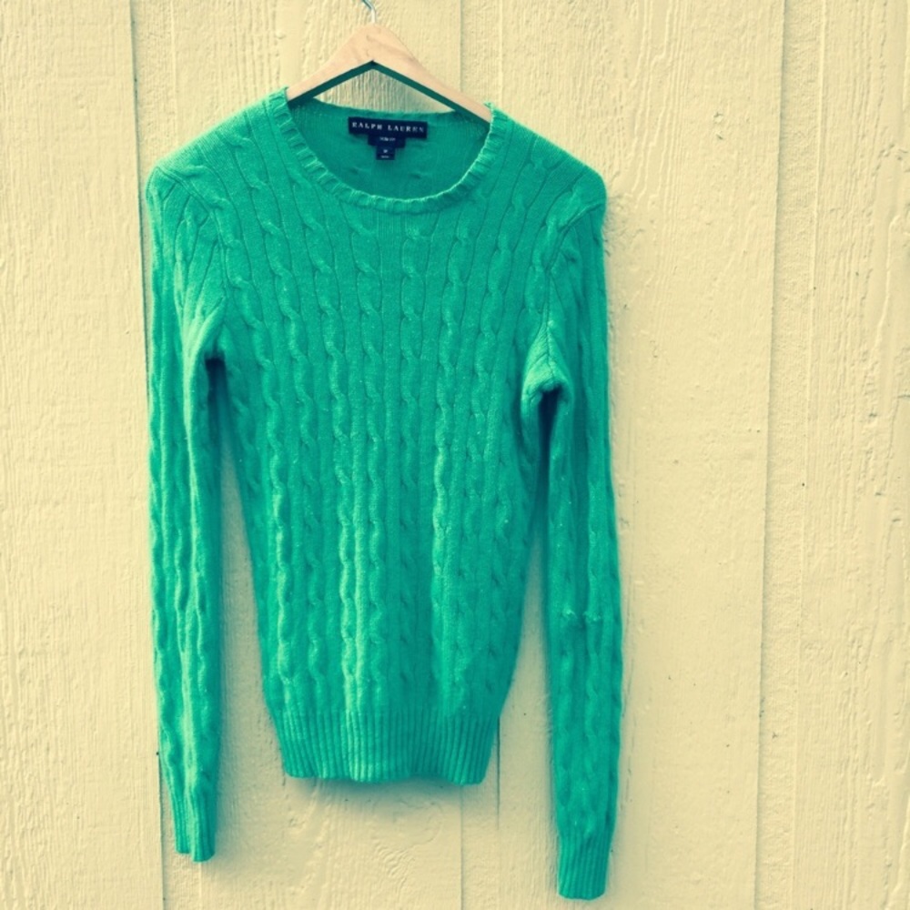 Ralph Lauren Green Cashmere Crewneck Sweater