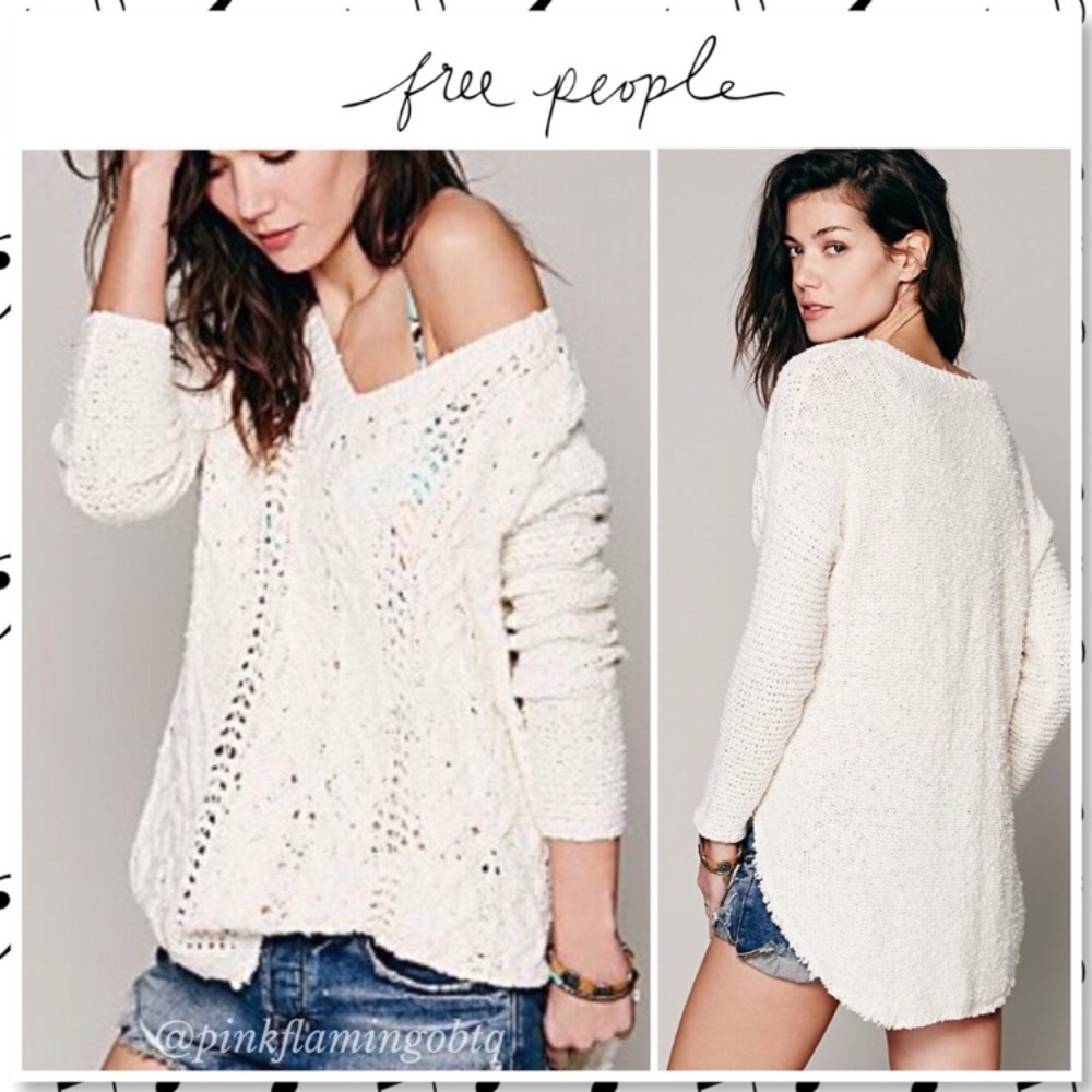 Free people cream knit sweater
