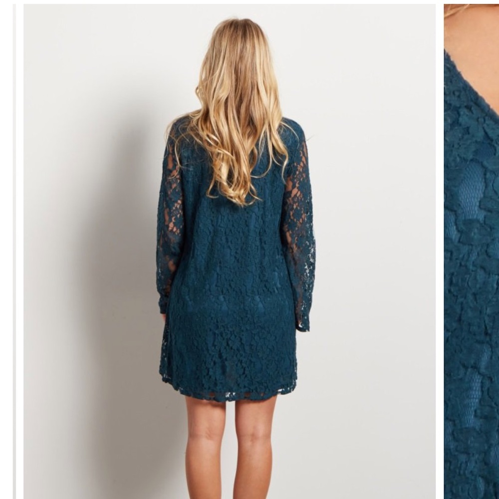 Green Lace Bell Sleeve Maternity Dress/Tunic - Picture 3 of 5