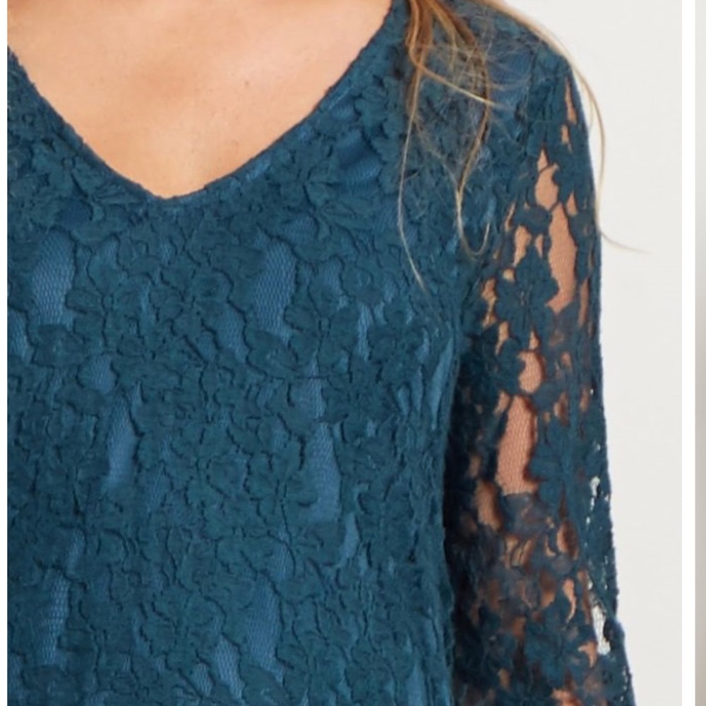 Green Lace Bell Sleeve Maternity Dress/Tunic - Picture 4 of 5