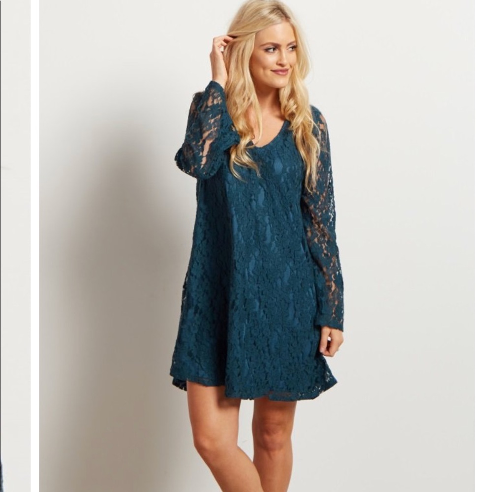 Green Lace Bell Sleeve Maternity Dress/Tunic - Picture 5 of 5