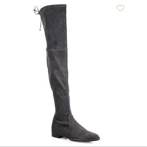 Stuart Weitzman Lowland flat suede boots in grey