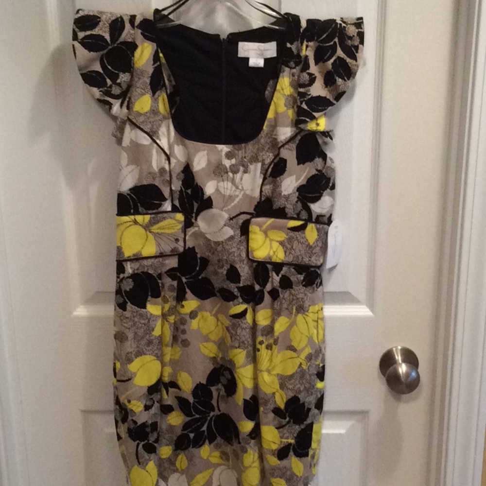 NEW Jessica Simpson Sz 2 black yellow floral dress