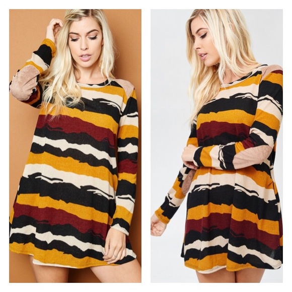 Multi Color Knit Dress Suede Elbow Patch - Picture 2 of 3