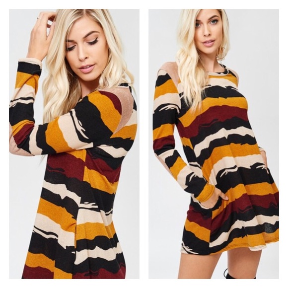 Multi Color Knit Dress Suede Elbow Patch - Picture 3 of 3